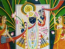 Pichwai Painting ~ Srinath ji . Kamal taal { 3.5 X 5 Feet }